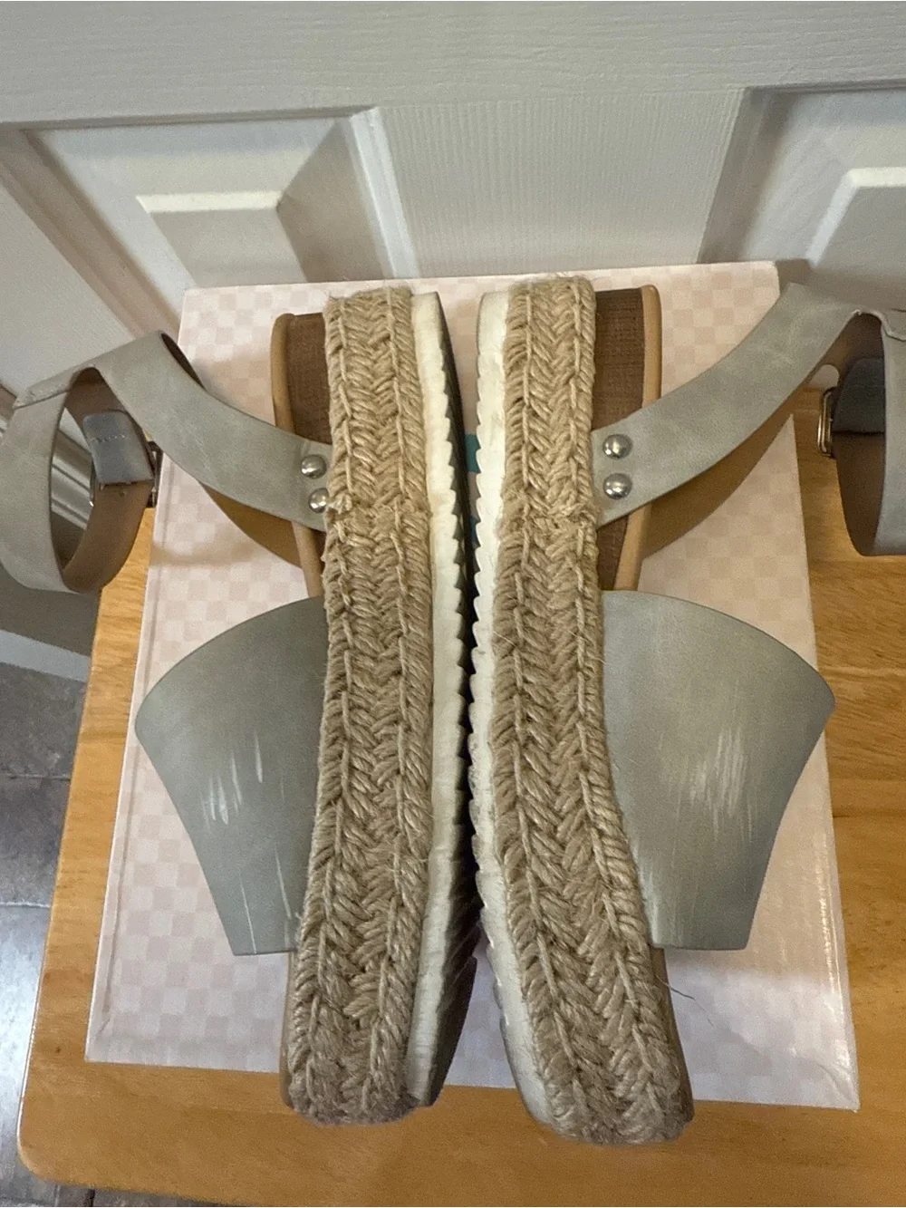 Soda Grey Ankle-Strap Espadrille Platform Sandals